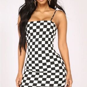 Fashion Nova Checkered Black and White Dress